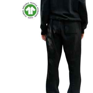 Women Organic Cotton Heavyweight Fleece Sweatpants - <b>Black</b>, 9 oz <b>Fabric</b>, Plush and Warm, Relaxed Fit with Stretch Waistband - Product Image 5