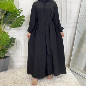 2023 dubaï Ramadan vêtements islamiques pour femmes solide Satin doublé Khimar Robe Jilbab Hijab Abaya caftan Robe - Product Image 3