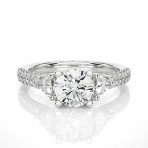 Round And 4 Prong Set Three Stone Diamond Engagement Ring - Product Image 4