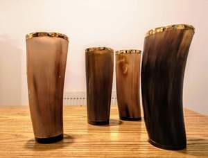 Haute qualité Unique Viking leurre poli nordique cornes à boire vache corne de boeuf verre à liqueur jante en laiton Animal décorations de noël - Product Image 3