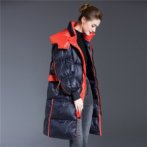 Vestes d'hiver matelassées en toile tricotée respirante pour femmes, parka épaisse et chaude, manteau long, taille plus, rembourrage en polyester, vêtements d'extérieur à bulles - Product Image 4