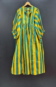 Meilleure qualité impression numérique femmes trois quarts manches lin robe mi-longue pur coton été imprimé fleuri décontracté naturel gland - Product Image 6