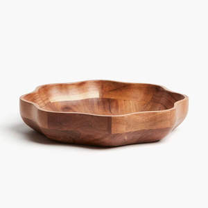 Bol à salade en bambou naturel poli fait à la main personnalisable pour les hôtels, les restaurants, bol à manger en bois, vente en gros en Inde, style bohème - Product Image 3