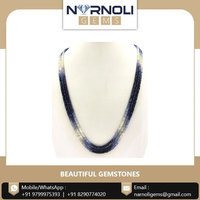 Collier de perles à facettes en saphir naturel de taille personnalisée: 3 lignes de pierres précieuses pour des conceptions de bijoux élégantes et uniques