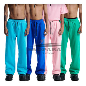 Vente en gros de pantalons de survêtement décontractés en coton éponge pour hommes avec logo personnalisé pantalon de survêtement à jambe droite de jogging élastique à séchage rapide - Product Image 1