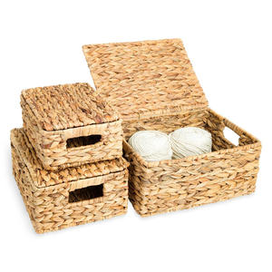 Cestas de Almacenamiento de Ropa Tejidas, Precio Directo de Fábrica, Cesta de Jacinto de Agua Natural con Tapa - Product Image 6