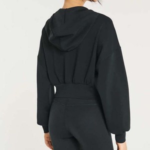 Color negro Ababus Sports Casual en blanco de gran tamaño nuevo estilo de moda ropa de mujer transpirable de talla grande Crop Tops sudaderas con capucha - Product Image 4