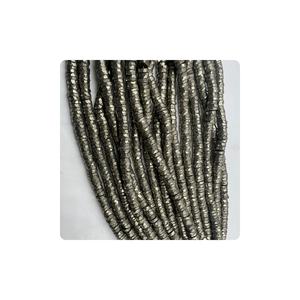 ลูกปัดไพไรต์สีทองธรรมชาติ6-7มม. ทรงยาง14นิ้วเครื่องประดับอัญมณีบำบัดคุณภาพระดับพรีเมียม - Product Image 2