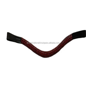 100 & bande de sourcil de cheval en cuir véritable 3 rangées chaîne rouge cristaux bling-bracelet de sourcil de cheval cristal bande de sourcil décorative en gros - Product Image 1