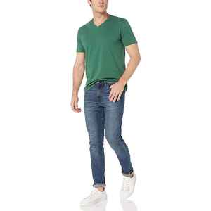 T-shirt à col en V uni pour hommes, logo personnalisé pour hommes, confortable, col en V, t-shirts vierges, vêtements de sport fitness décontractés, top des ventes - Product Image 3