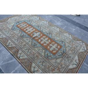 Alfombra turca tradicional marrón azul hecha a mano, 5,2x8,2 pies, patrón de pasillo Rectangular para sala de estar, mesita de noche, poliéster para adolescentes - Product Image 4