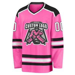 Equipo deportivo rosa de alta calidad Logotipo personalizado Sublimación Impreso/Bordado American Ice Hockey Jersey 100% Poliéster - Product Image 2