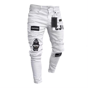 Neue Mode Herren Skinny Cargo Jeans <span class=keywords><strong>Denim</strong></span> Kampf <span class=keywords><strong>Biker</strong></span> Tasche Stretch Black Arbeitshose <span class=keywords><strong>Denim</strong></span>-Hose für Herren - Product Image 3