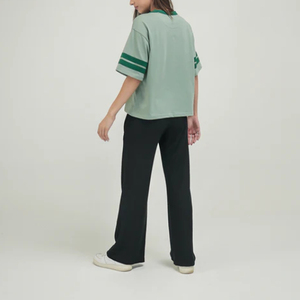 Women's Summer Lightweight Cotton <b>Loose</b> Fit Tshirts <b>Cropped</b> Length Oversized Crew Neck Contrasting Print Pattern Latest Fashion - Product Image 5