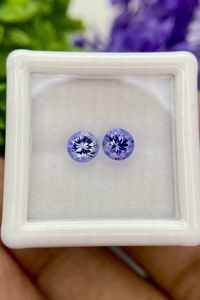 Par de tanzanita bicolor Natural, lupa de forma redonda de 5MM, piedra preciosa de zoisita limpia para la fabricación de joyas, piedras preciosas sueltas al por mayor - Product Image 6