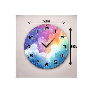 Colorful Print Patterned <b>50cm</b> Wooden Silent Table <b>Wall</b> <b>Clock</b> Perfect Gift for Home Decor - Product Image 1