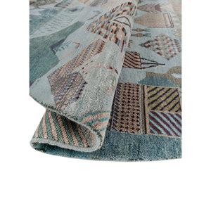 Tapis Manchaha en laine et soie de bambou noués à la main, 10 mm, rectangulaires, motif abstrait patchwork, technique artisanale pour la maison et les couloirs - Les-2801 - Product Image 2