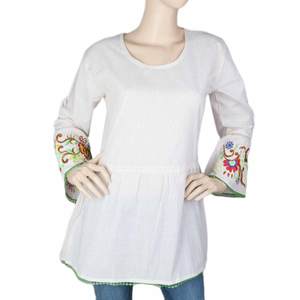 Top plisado estilo western para mujer - Blanco roto - Product Image 3