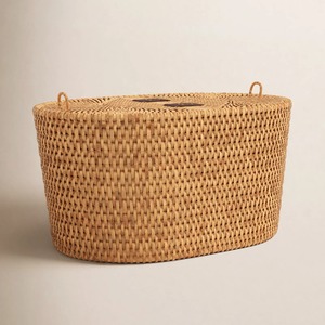 Cesta ovalada de ratán con 2 tapas, cesta de almacenamiento hecha a mano, venta al por mayor, ecológica, hecha en Vietnam - Product Image 5