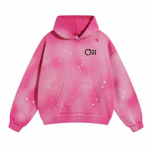 Sudadera con capucha lavada con ácido de algodón de rizo francés, logotipo personalizado, ropa de calle desgastada de gran tamaño, lavado de potasio forrado, servicio OEM - Product Image 1