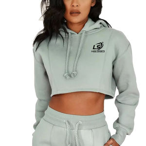 Nouveau arrivé meilleur prix qualité durable toutes les tailles disponibles taux d'usine votre propre impression femmes Crop Top Hoodies - Product Image 4