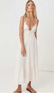 2025 blanco bohemio largo elegante cuello en V vacaciones ajuste holgado sin mangas con espalda descubierta verano Casual señoras vestido largo para mujer - Product Image 4