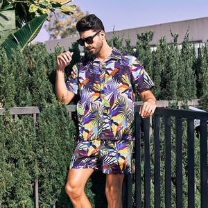 Costume d'été pour hommes ensemble de short deux pièces personnalisé usine vente en gros chemises et shorts à manches courtes imprimés par sublimation grande taille - Product Image 6