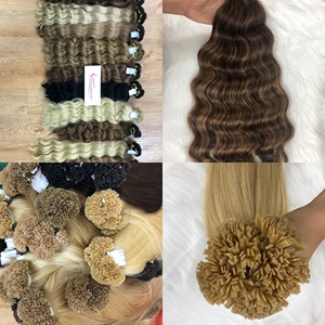 Prix de gros Top Virgin Hair 100% Extensions de cheveux humains Extension de cheveux premium à pointe plate toutes couleurs - Product Image 1