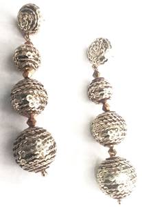 ต่างหู Raffia เครื่องประดับผู้หญิงเครื่องประดับทอง Boho ชุบโลหะทำด้วยมือ CHAIN Link รูปพัด Raffia braided - Product Image 4