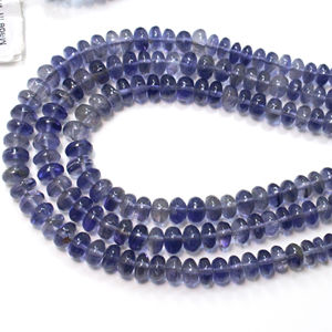 Iolite pierres précieuses naturelles perles rondes lisses en vrac 3X5MM taille AAA Grade 18 ''pouces de longueur - Product Image 1