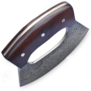 Cuchillo Ulu Duradero, Construcción Completamente en Acero, Hecho a Mano, Estilo Industrial para Diestros, Apto para Lavavajillas, Mango de Madera Antideslizante para Exportación - Product Image 3