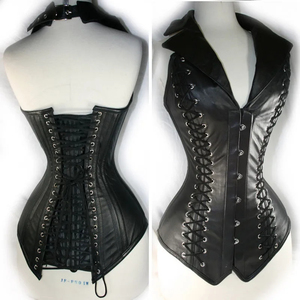 Steampunk Faux Leather Corset Vest <b>for</b> Women Gothic Side <b>Lace</b>-Up Steel Boned PU Corset Waist Slimming <b>Trainer</b> Body Shaper Corset - Product Image 1
