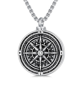 Boussole en acier inoxydable crémation urne collier pour cendres coeur porte-cendres pendentif crémation bijoux cendres pour homme taille personnalisée - Product Image 6