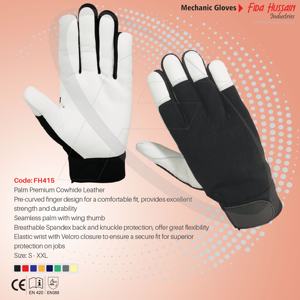 Guantes de trabajo de seguridad mecánicos personalizados para hombres 2024 nuevos guantes mecánicos al por mayor guantes de cuero de vaca de Pakistán - Product Image 6