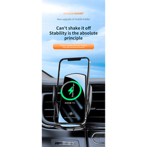 Chargeur de voiture sans fil rapide 10W compatible Qi pour iPhone et Android, fixation tableau de bord avec centrage automatique et verrouillage de sécurité - Product Image 1