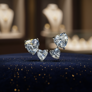 Orecchini a perno con taglio a cuore bianco champagne, gioielli eleganti da donna alla moda - Product Image 2