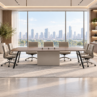 Table de salle de réunion exécutive avec pieds en aluminium moulé sous pression et structure en acier au carbone pour salle de réunion d'entreprise