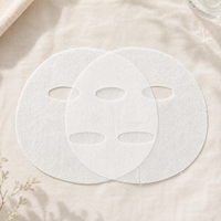 Y145 Substrat de masque facial en gaze médicale en fibres végétales blanches biodégradables, fil de coton stérile et soie, marque VOOLGA, pour peau sensible