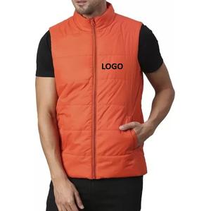 Chaqueta de invierno para hombre de talla grande de alta calidad al por mayor, chaleco acolchado grueso sin mangas con logotipo personalizado, lona tejida informal, 100% poliéster - Product Image 4