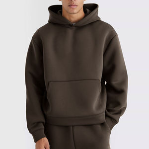 Fabricants de sweat à capuche uni vierge Streetwear lourd 100% coton éponge française personnalisé 400 g/m² sweat à capuche court hommes - Product Image 1