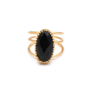 Bague en pierre précieuse Aqua Calcedony plaqué or de forme ovale bague réglable bijoux design à la main ensemble de broches bague en pierre précieuse verte - Product Image 3