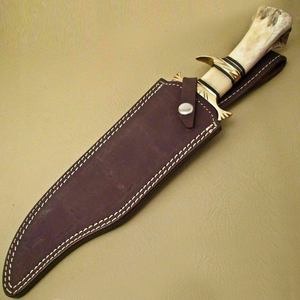 Handmade Damascus Hunting <b>Knife</b> OEM Customizable Fixed Blade Stainless Steel Serrated Edge Camel <b>Bone</b> <b>Handle</b> Camping Carry - Product Image 5