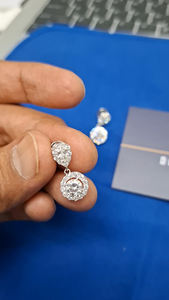 IGI Certified 14Kt White Gold 1.39 Ct Prong <b>Set</b> Hanging Moissanite Diamond <b>Stud</b> <b>Earrings</b> for Wedding Engagement Anniversary Fine - Product Image 4