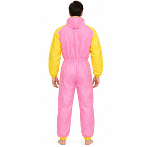 Combinaison de travail rose et jaune unisexe, anti-poussière, en polyester, avec capuche - Product Image 5