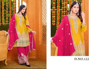 Chinon pesado de diseñador con traje Salwar DE TRABAJO bordado para mujer, ropa de fiesta y recepción de India Export - Product Image 2