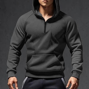 Pull à capuche en coton 100% décontracté pour hommes, sweat-shirt à fermeture éclair en molleton à couleur bloquée, techniques brodées pour l'hiver numérique - Product Image 5