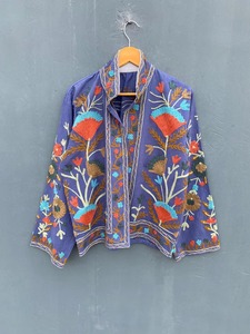 เสื้อแจ็กเก็ตกำมะหยี่ทำด้วยมือเสื้อโค้ทปักลายดอกไม้สไตล์ Boho suzani แจ็คเก็ตผ้าฝ้ายฤดูหนาว - Product Image 6