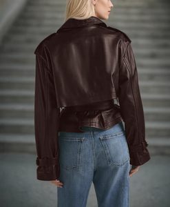 Veste en cuir pour femme en cuir de mouton véritable fabriquée par des fabricants en gros, à double boutonnage et zippée - Product Image 2