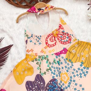 Shoryam Fashion Girls Floral Printed Sleeveless Fully <b>Stitched</b> Knee-Length Party Wear Frock/<b>Dress</b> | Soft Fabric Summer Kids - Product Image 4