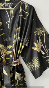 Luxe Boho Floral Kimono Robe À La Main 100% Coton Robe De Chambre Peignoir Léger pour Resort et Usage Domestique - Product Image 5